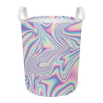 Psychedelic Holographic Print Round Laundry Basket