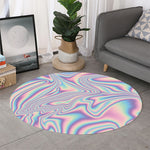 Psychedelic Holographic Print Round Rug