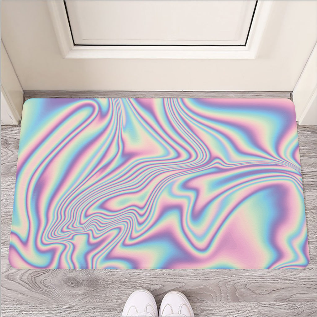 Psychedelic Holographic Print Rubber Doormat