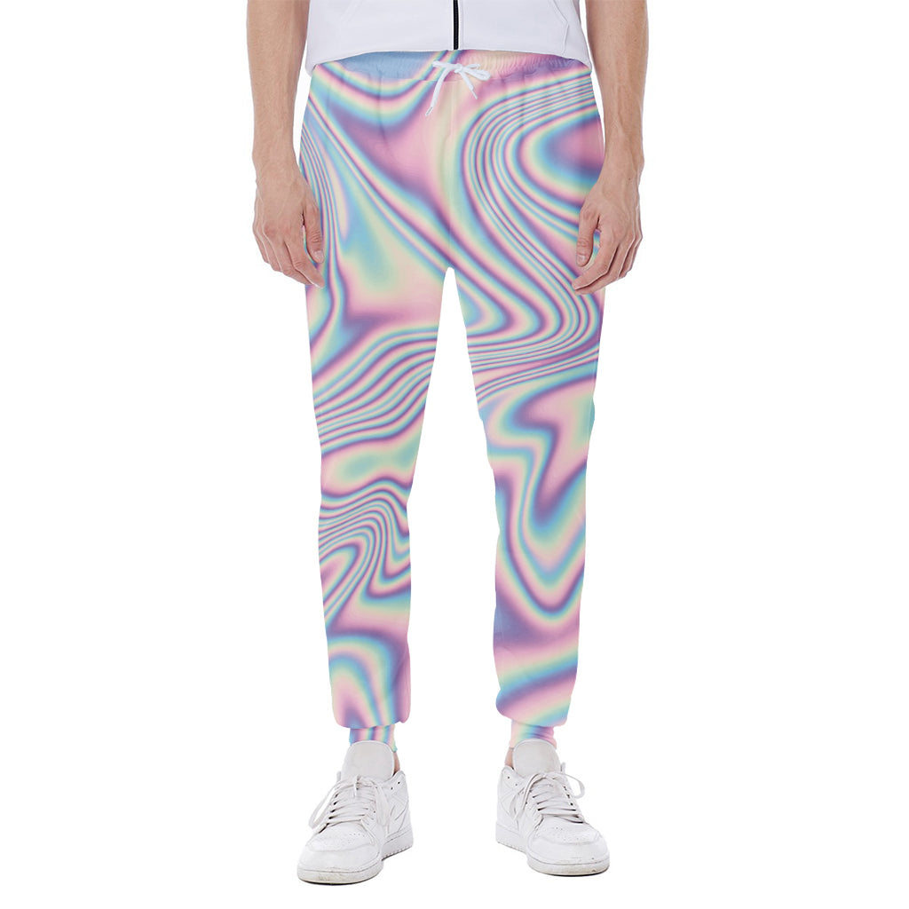 Psychedelic Holographic Print Scuba Joggers