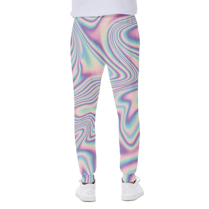 Psychedelic Holographic Print Scuba Joggers