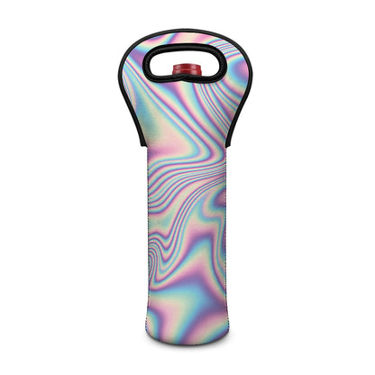 Psychedelic Holographic Print Single Neoprene Wine Tote