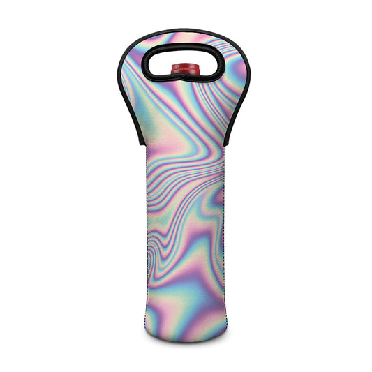 Psychedelic Holographic Print Single Neoprene Wine Tote