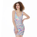 Psychedelic Holographic Print Sleeveless Bodycon Dress