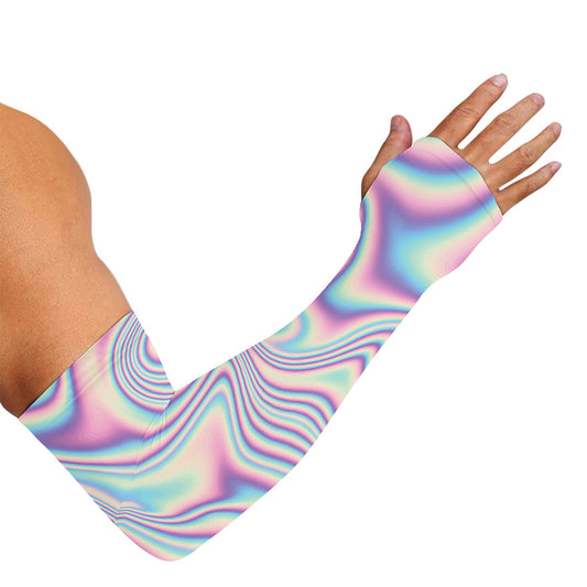 Psychedelic Holographic Print Sun Protection Arm Sleeves