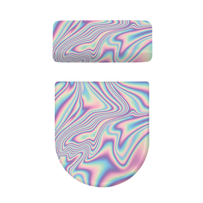 Psychedelic Holographic Print Toilet Lid And Tank Cover Set