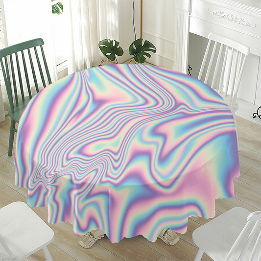 Psychedelic Holographic Print Waterproof Round Tablecloth