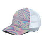 Psychedelic Holographic Print White Mesh Trucker Cap