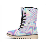 Psychedelic Holographic Print Winter Boots