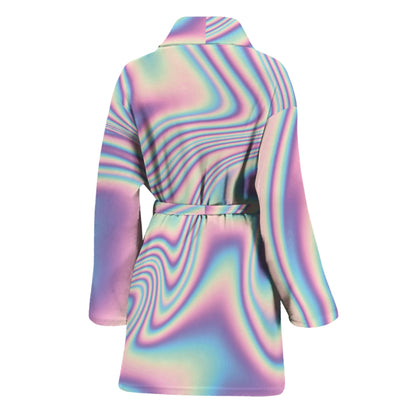 Psychedelic Holographic Print Women's Bathrobe