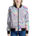 Psychedelic Holographic Print Women's Bomber Jacket