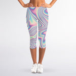 Psychedelic Holographic Print Women's Capri Leggings
