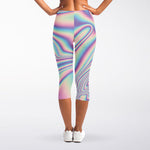 Psychedelic Holographic Print Women's Capri Leggings