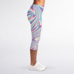Psychedelic Holographic Print Women's Capri Leggings