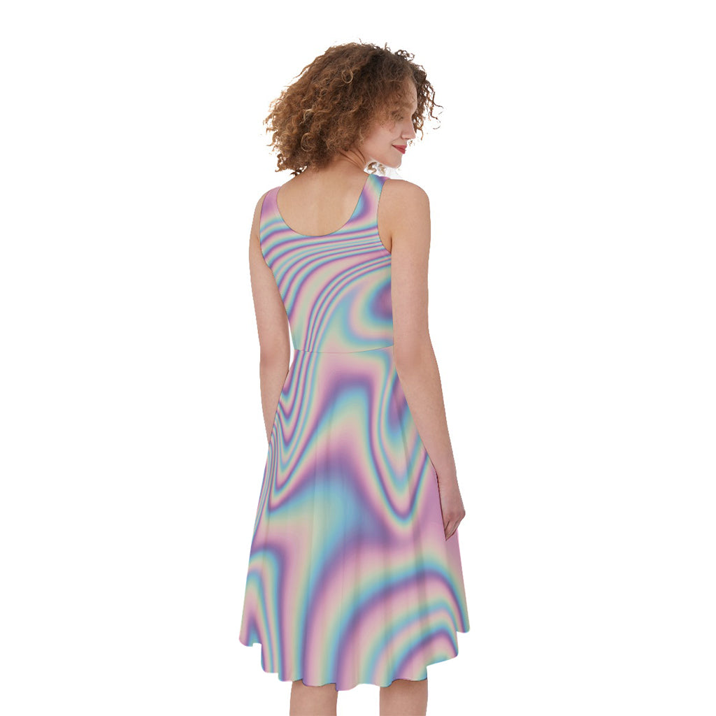 Psychedelic Holographic Print Women's Sleeveless Dress