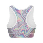 Psychedelic Holographic Print Women's Sports Bra