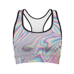 Psychedelic Holographic Print Women's Sports Bra