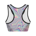 Psychedelic Holographic Print Women's Sports Bra