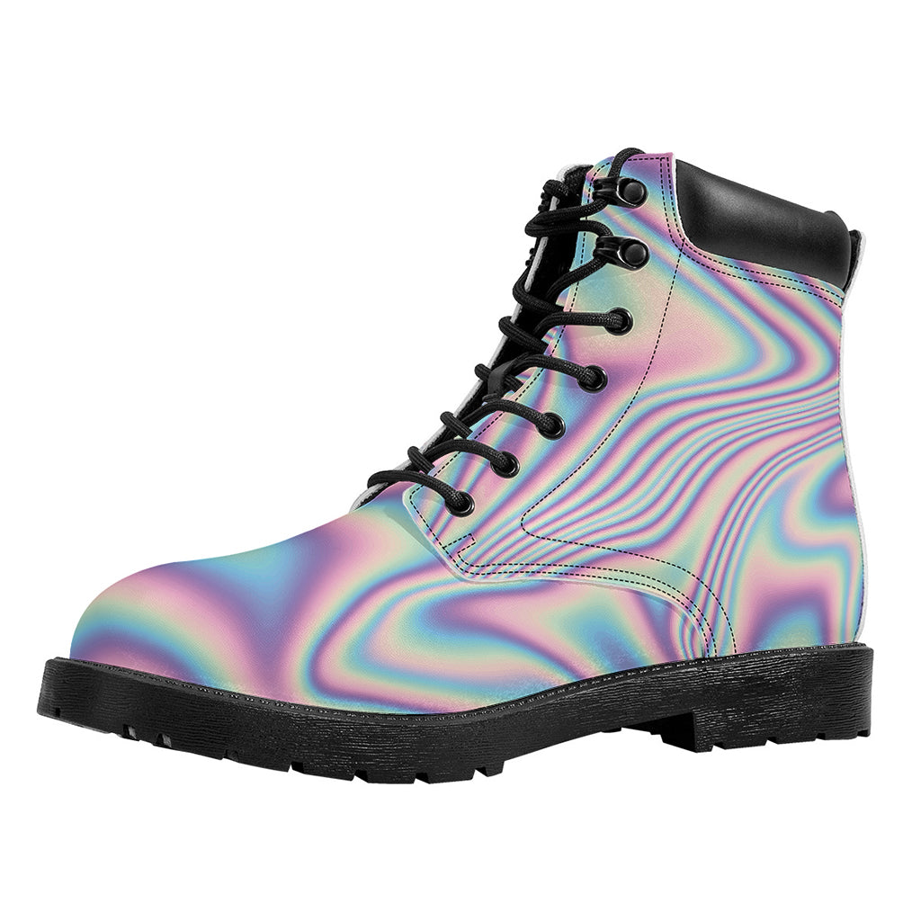 Psychedelic Holographic Print Work Boots