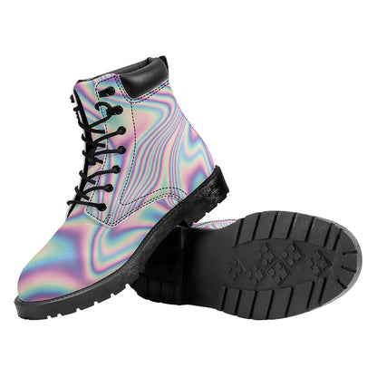 Psychedelic Holographic Print Work Boots