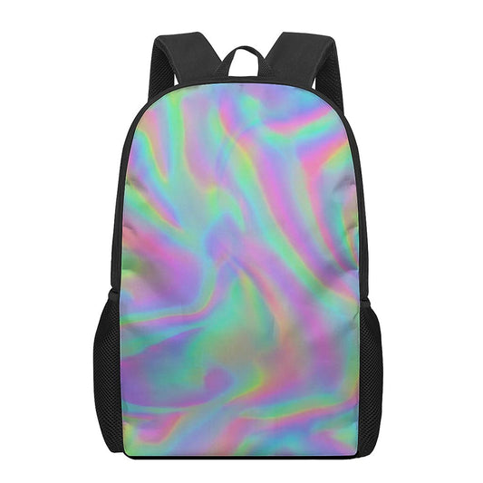 Psychedelic Holographic Trippy Print 17 Inch Backpack