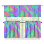 Psychedelic Holographic Trippy Print 3 Piece Kitchen Curtains