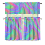 Psychedelic Holographic Trippy Print 3 Piece Kitchen Curtains