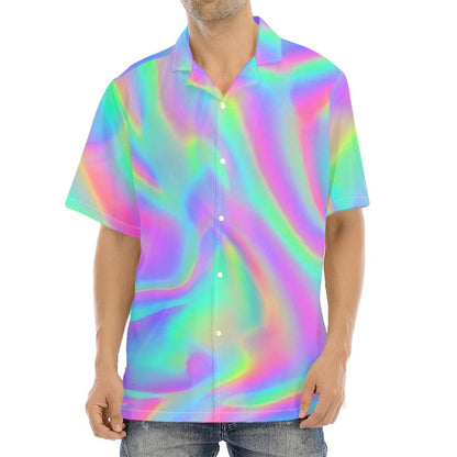 Psychedelic Holographic Trippy Print Aloha Shirt