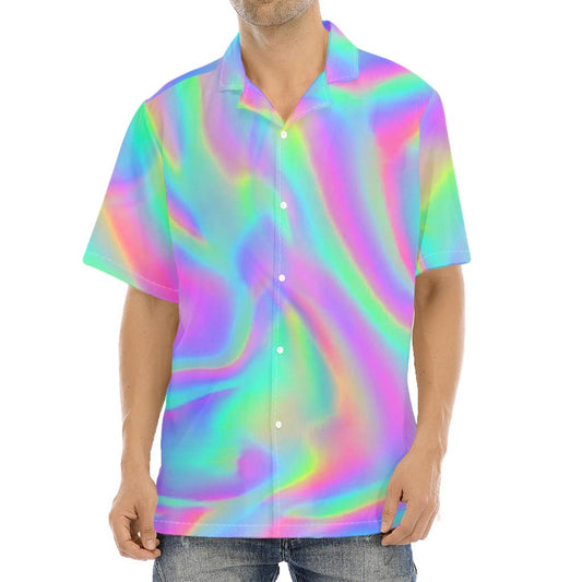 Psychedelic Holographic Trippy Print Aloha Shirt