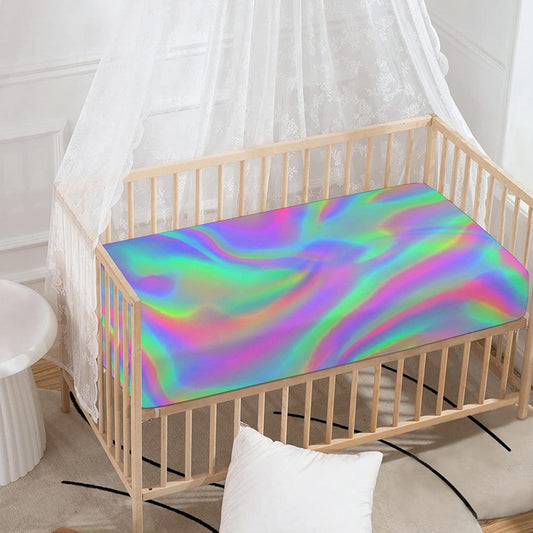 Psychedelic Holographic Trippy Print Baby Crib Sheet