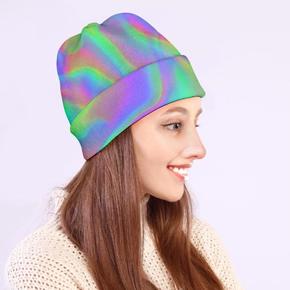 Psychedelic Holographic Trippy Print Beanie