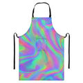 Psychedelic Holographic Trippy Print Bib Apron With Pocket