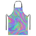 Psychedelic Holographic Trippy Print Bib Apron With Pocket