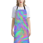 Psychedelic Holographic Trippy Print Bib Apron With Pocket