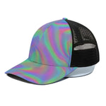 Psychedelic Holographic Trippy Print Black Mesh Trucker Cap