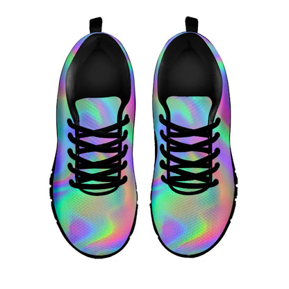 Psychedelic Holographic Trippy Print Black Running Shoes