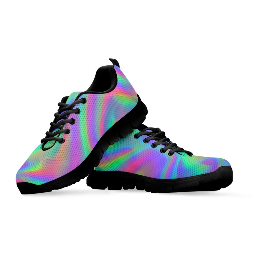 Psychedelic Holographic Trippy Print Black Running Shoes