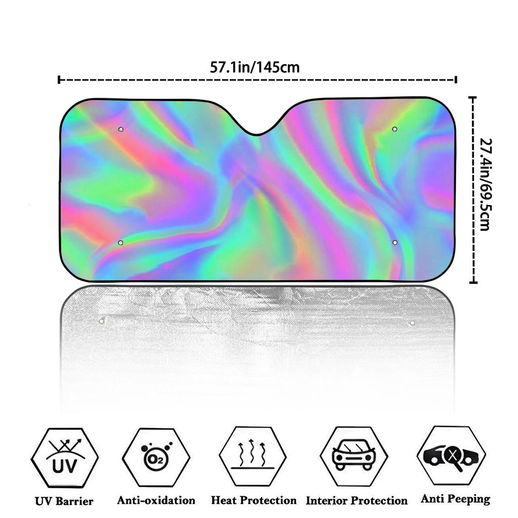 Psychedelic Holographic Trippy Print Car Windshield Sun Shade