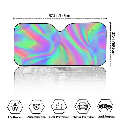 Psychedelic Holographic Trippy Print Car Windshield Sun Shade