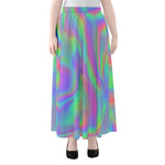 Psychedelic Holographic Trippy Print Chiffon Maxi Skirt
