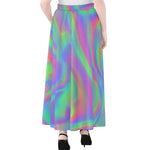 Psychedelic Holographic Trippy Print Chiffon Maxi Skirt