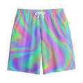 Psychedelic Holographic Trippy Print Cotton Shorts