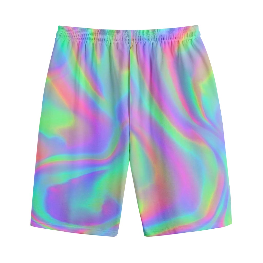 Psychedelic Holographic Trippy Print Cotton Shorts