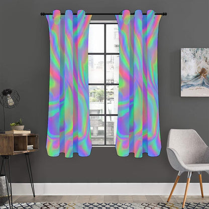 Psychedelic Holographic Trippy Print Curtain