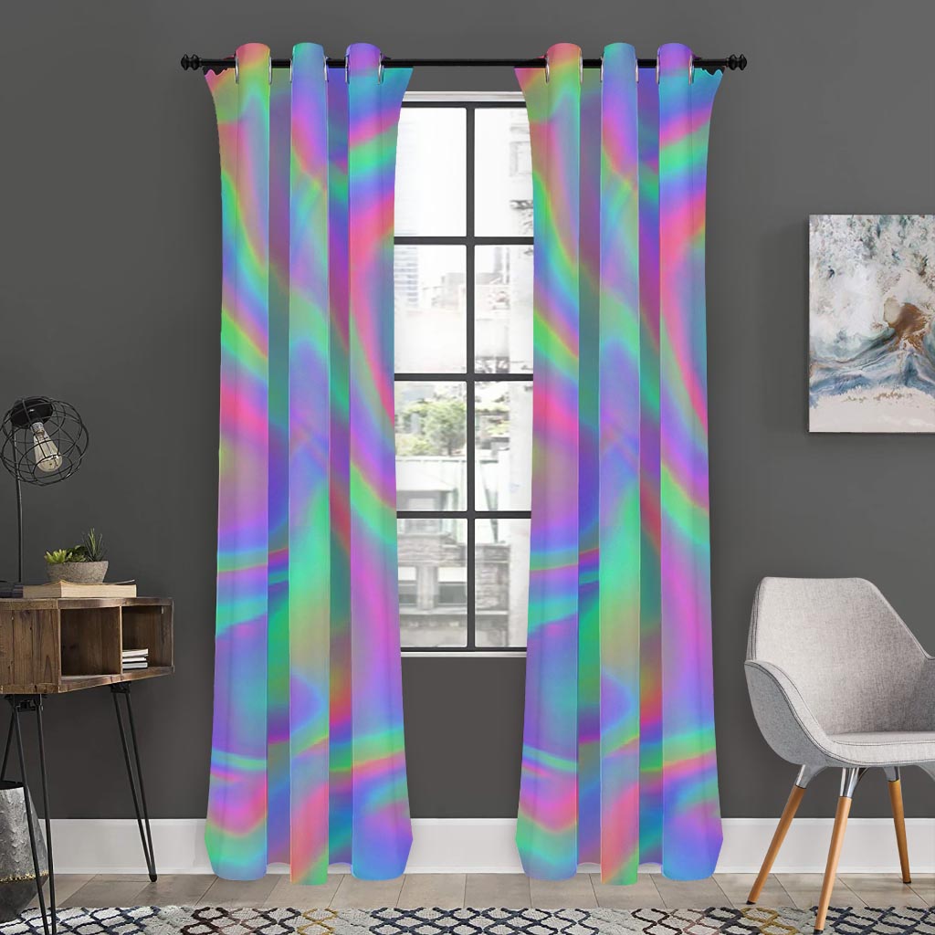 Psychedelic Holographic Trippy Print Curtain