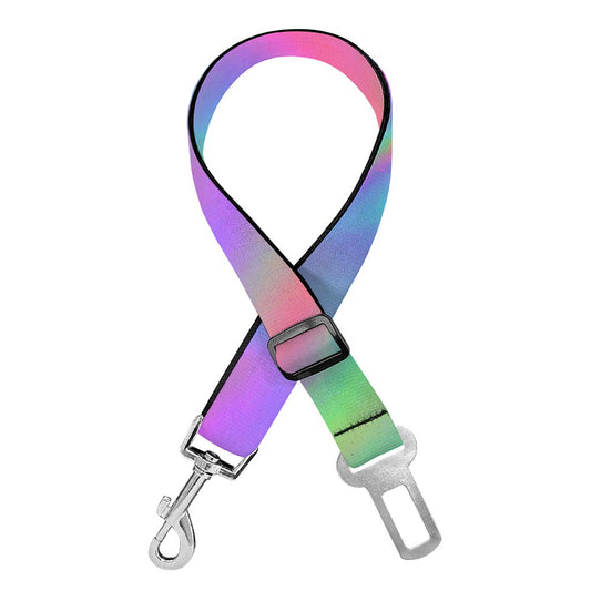Psychedelic Holographic Trippy Print Dog Seat Belt