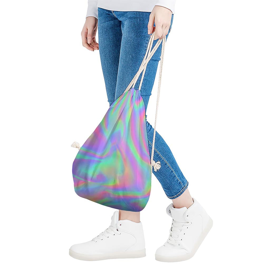 Psychedelic Holographic Trippy Print Drawstring Bag