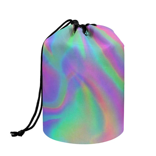 Psychedelic Holographic Trippy Print Drawstring Makeup Bag