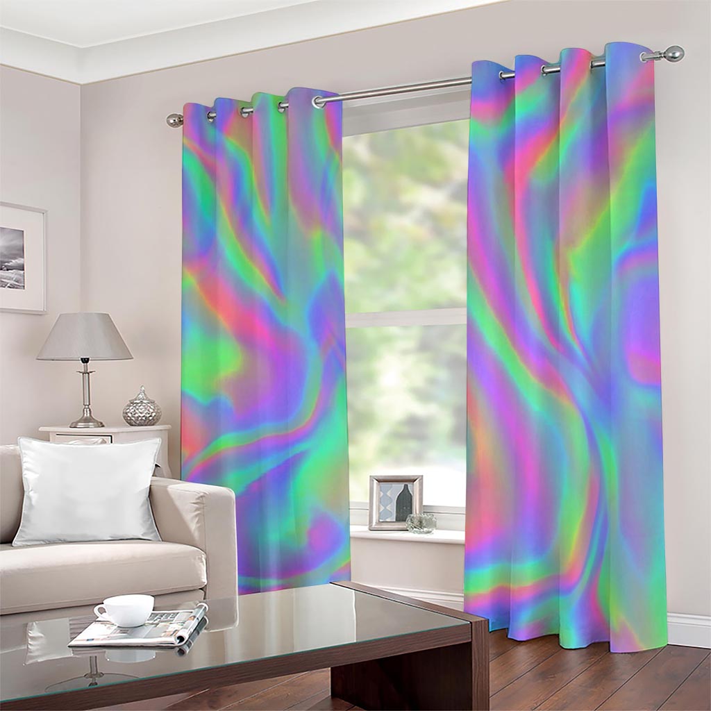 Psychedelic Holographic Trippy Print Extra Wide Grommet Curtains