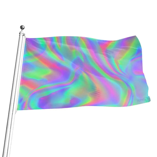 Psychedelic Holographic Trippy Print Flag